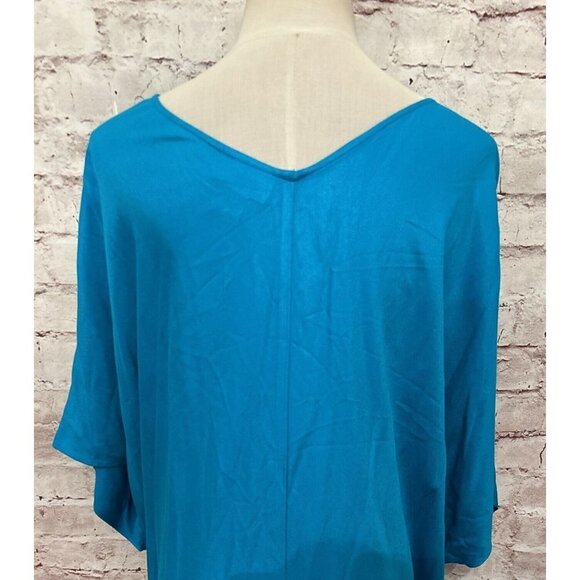 Liz Claiborne Dress XXL Turquoise Kaftan Long Shift Midi Dolman Sleeve Rayon NEW - Picture 6 of 6